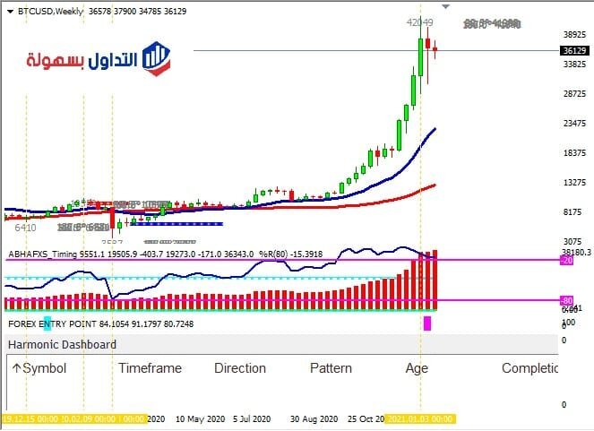 سعر البيتكوين خلال 2021م
